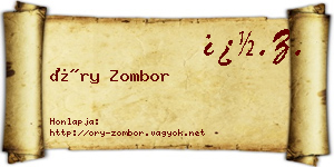Őry Zombor névjegykártya